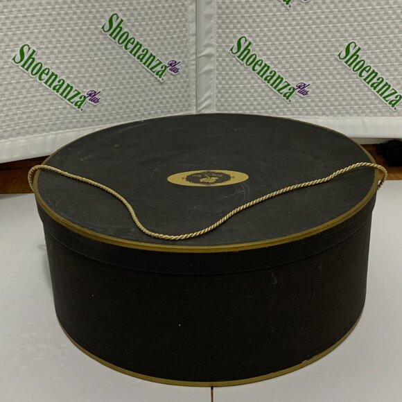Vintage Fleur de Paris New Orleans Cardboard Hat Box Storage Container Black - Picture 4 of 14